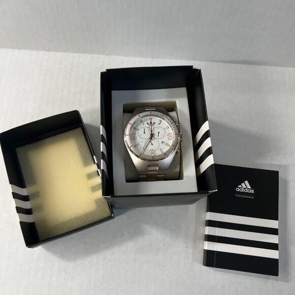 Adidas Metallic Silver Watch with White Dial - Picture 2 of 7